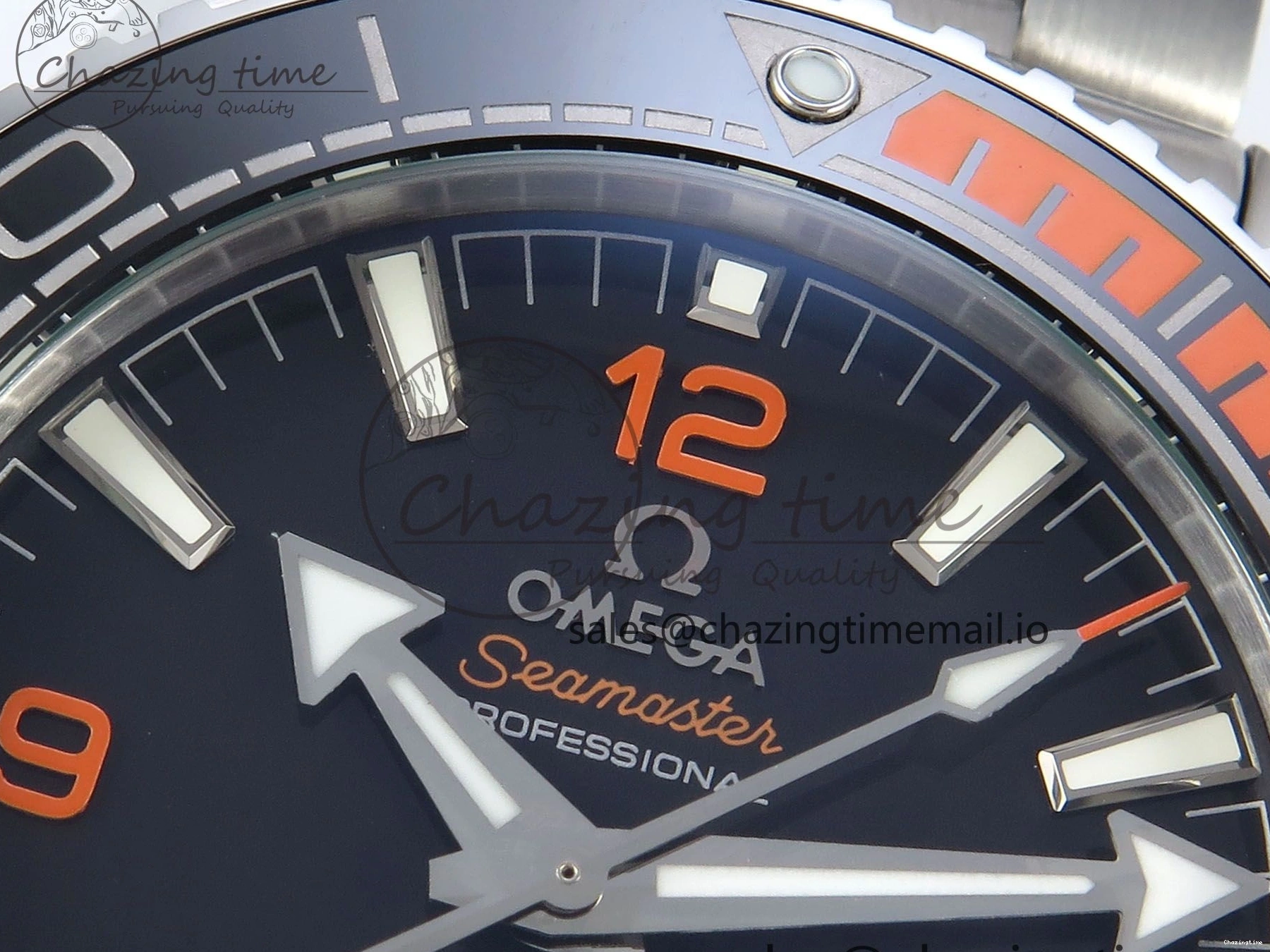 0223 WrinkleFree Seamaster Planet Ocean 600M 43.5mm SS SCF 1:1 Best Edition Black Orange Bezel Black Dial on SS Bracelet A8900 Super Clone 7682